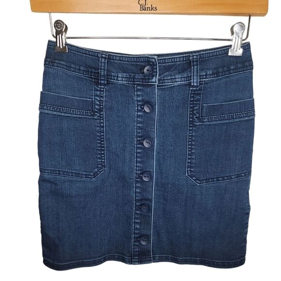 Prana button front denim jean skirt size 0 - Picture 1 of 7